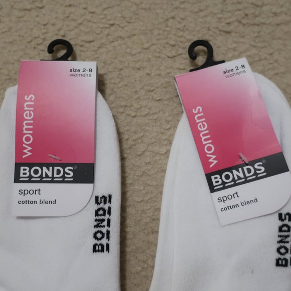BONDS COTTON BLEND (SMALL LOGO! HARD TO FIND!) WOMENS ANKLET WHITE SIZE 2-8 - Picture 2 of 3